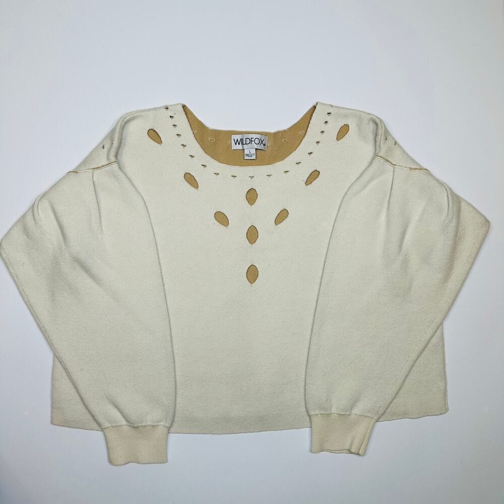 Wildfox Sweater with Balloon Sleeves and Cutouts Size Large